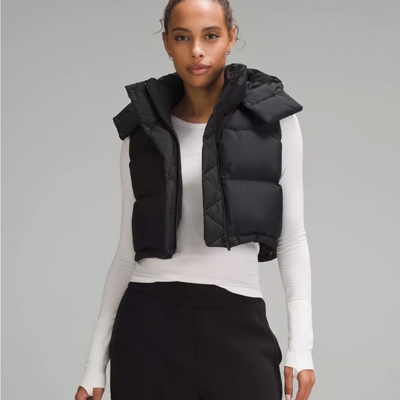 lululemon athletica Jackets & Blazers - Lululemon Athletica Black Wunder Puff Cropped Puffer Vest